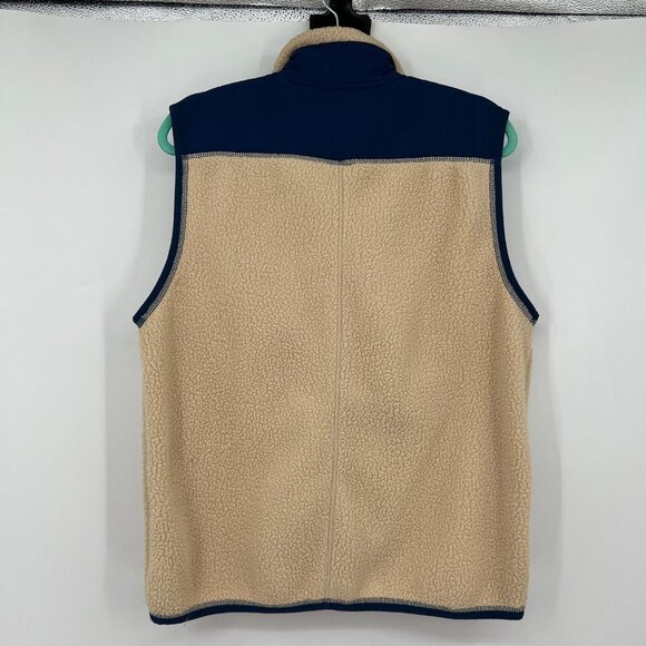 J.CREW/JEANS MEN'S VEST NYLON JACKET COLOR BLOCK Sherpa SIZE M cream blue - Picture 8 of 11